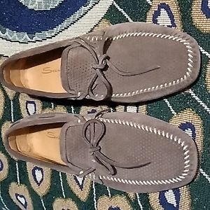 SANTONI light brown suede loafers size 9us